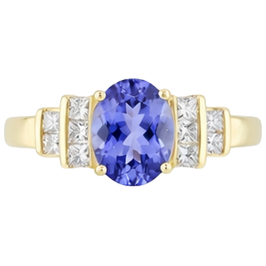 naturel oval tanzanite 3carats bague angle de côté