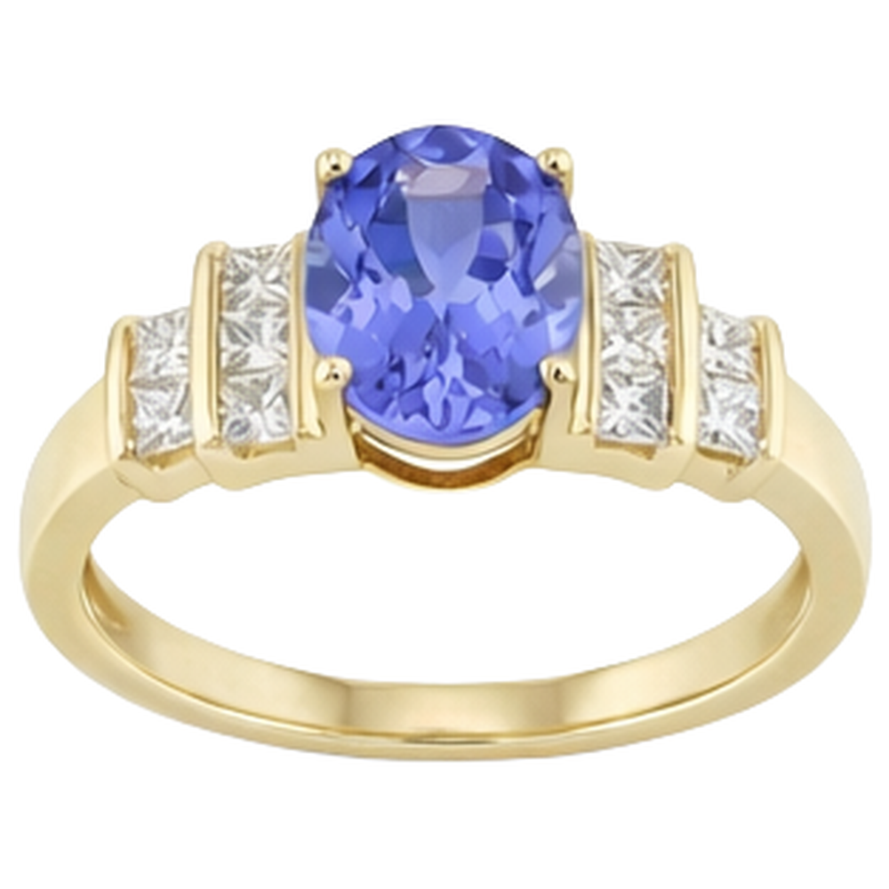 naturel oval tanzanite 3carats bague détail rapproché