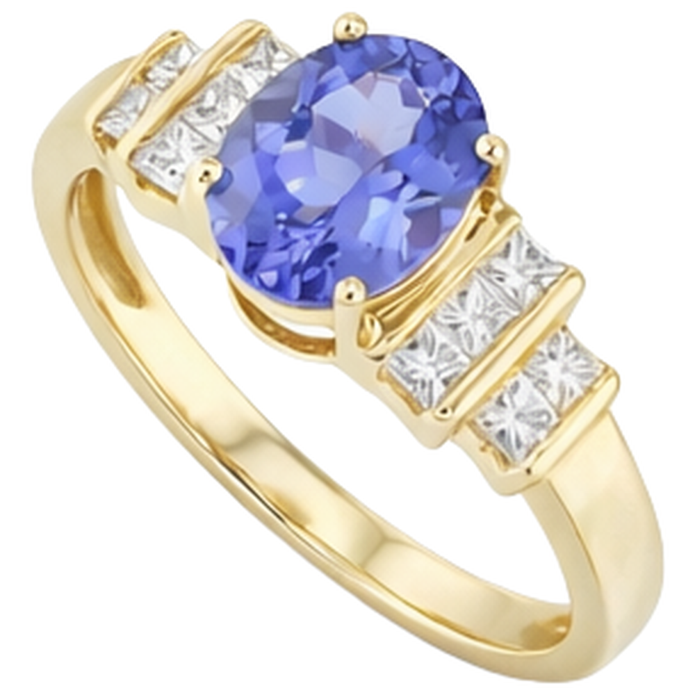 naturel oval tanzanite 3carats bague vue de dessus