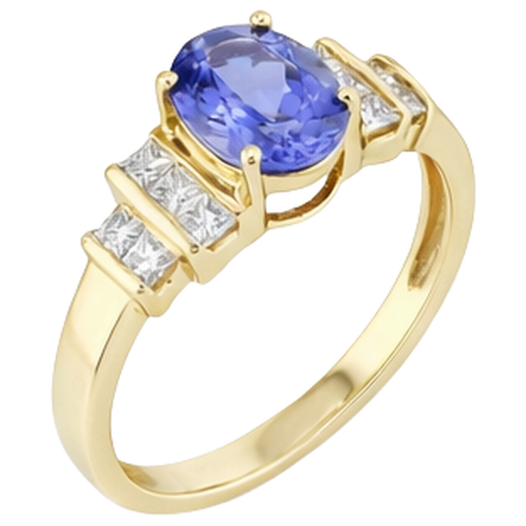 naturel oval tanzanite 3carats bague vue de profil