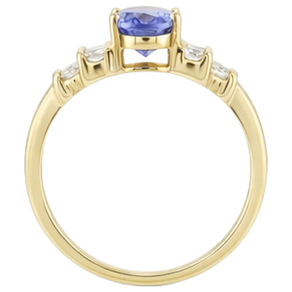 naturel oval tanzanite 3carats bague avec accents diamants