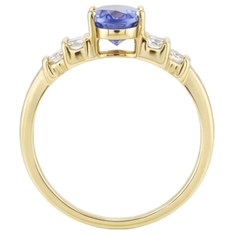 naturel oval tanzanite 3carats bague avec accents diamants