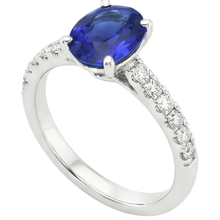 naturel oval saphir 4.25carats bague détail rapproché