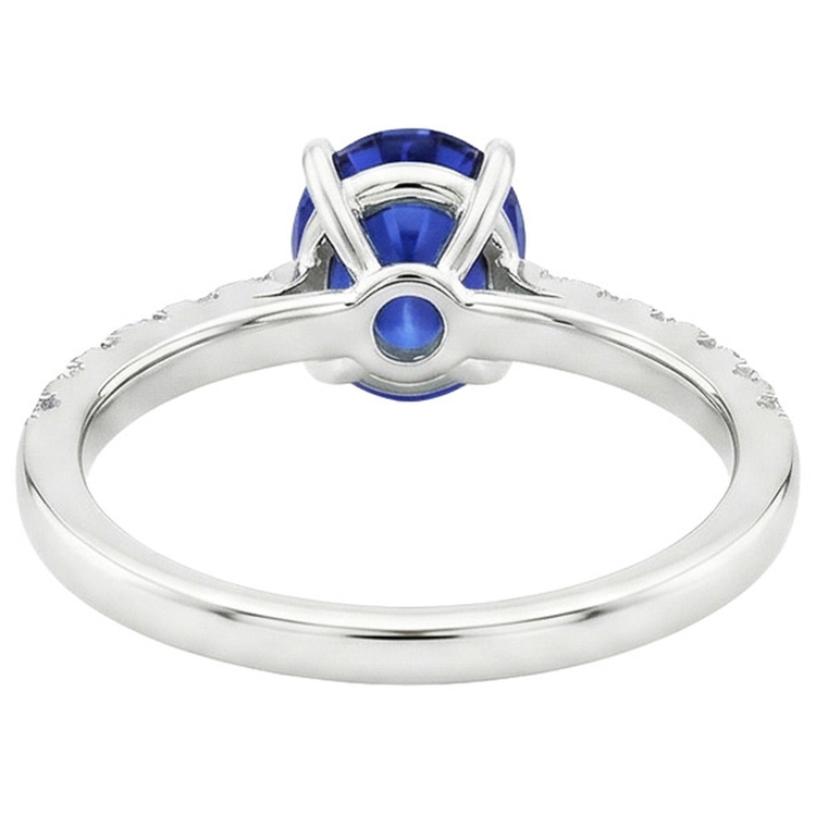 naturel oval saphir 4.25carats bague vue de dessus