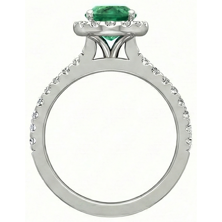 Bague de fiançailles ovale vert émeraude et diamant de 4.30 ct