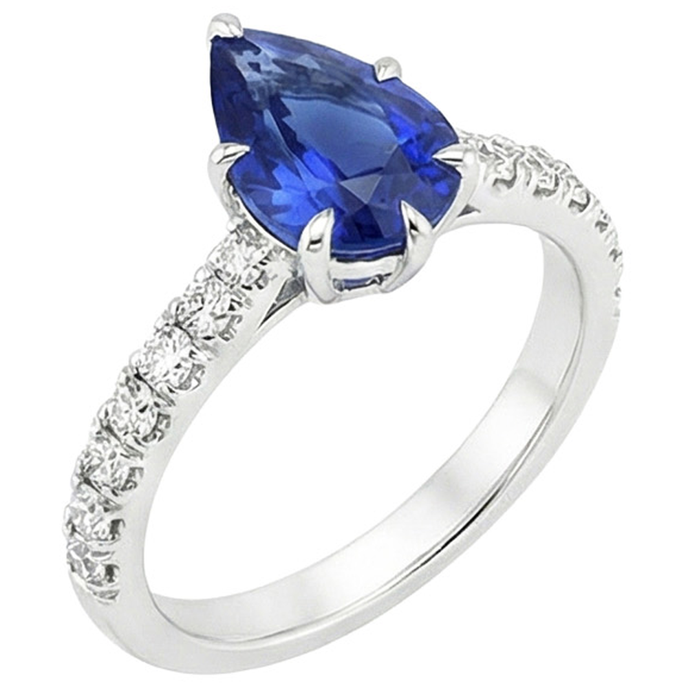 naturel pear diamant 5.50carats bague vue de dessus
