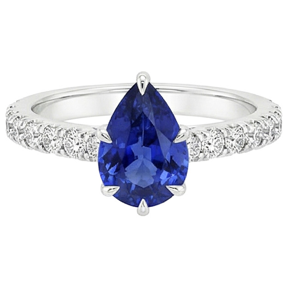 naturel pear diamant 5.50carats bague vue de profil