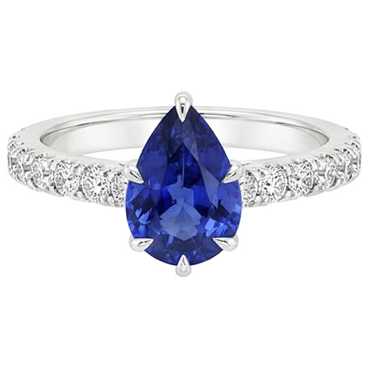naturel pear diamant 5.50carats bague vue de profil