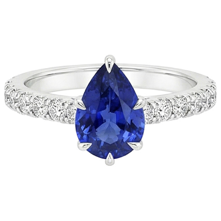 naturel pear diamant 5.50carats bague vue de profil