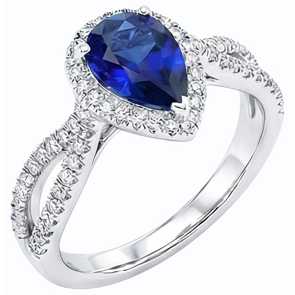 naturel pear diamant 4carats bague vue de face