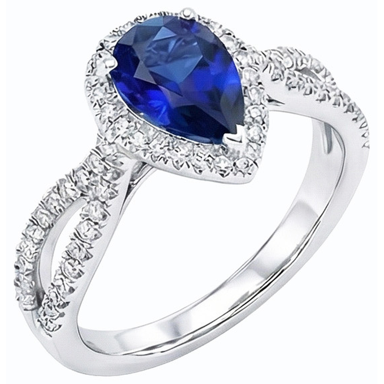 naturel pear diamant 4carats bague vue de face