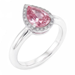Bague de fiançailles poire saphir rose de 1.26 ct et diamant rond