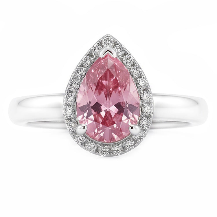 Bague de fiançailles poire saphir rose de 1.26 ct et diamant rond