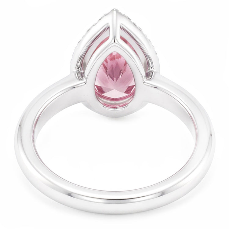 Bague de fiançailles poire saphir rose de 1.26 ct et diamant rond