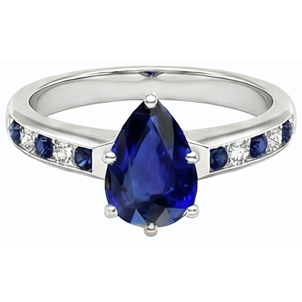 naturel pear diamant 2carats bague vue de dessus