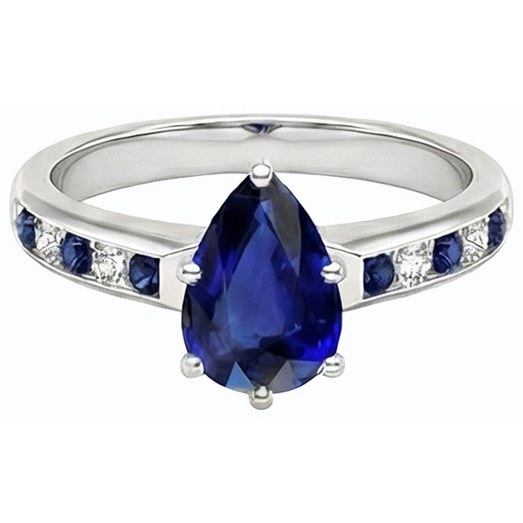 naturel pear diamant 2carats bague vue de dessus