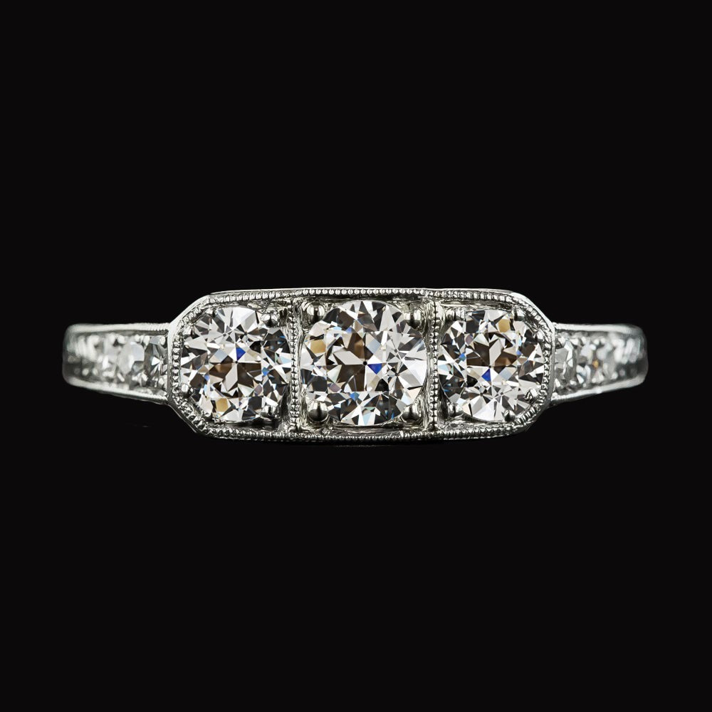 Bague de fiançailles pour femme Réel diamant taille ancienne mine 3.75 carats bijoux en or
