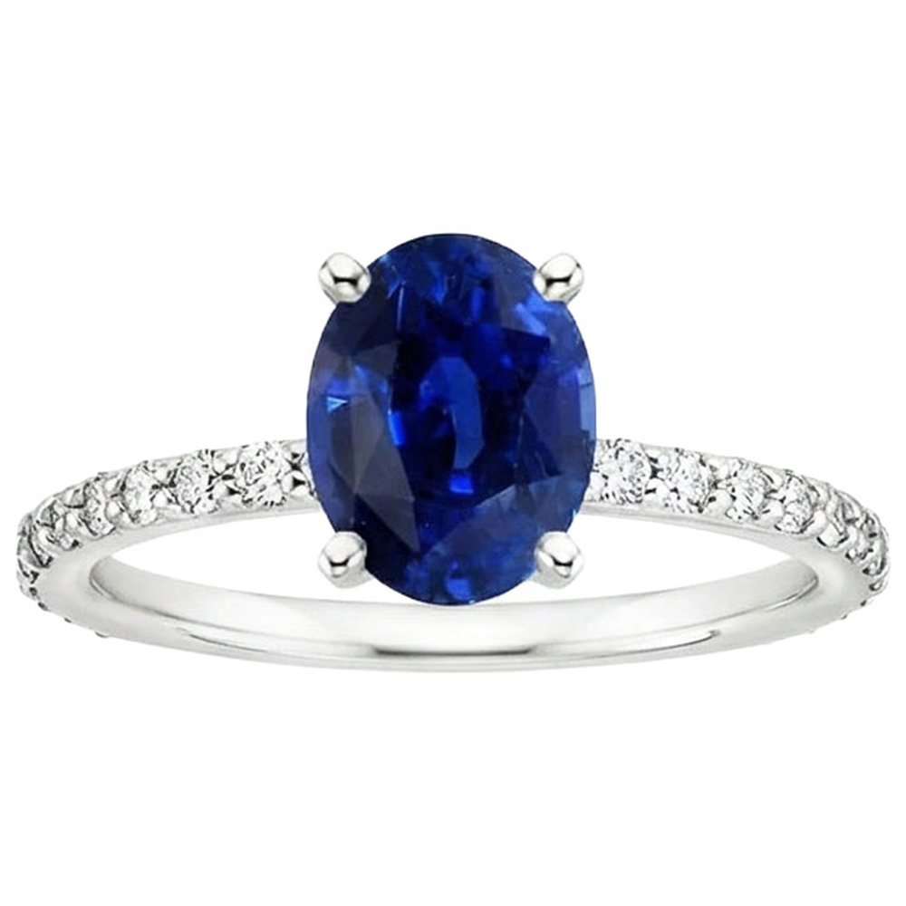 naturel oval diamant 5.25carats bague vue de profil