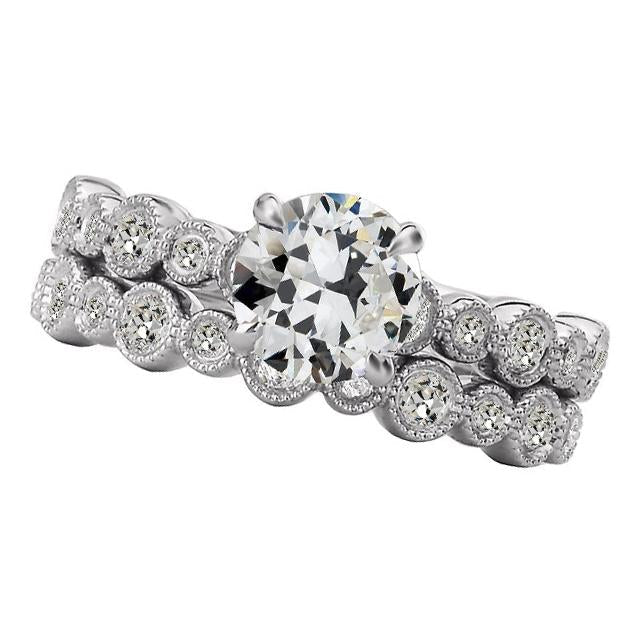 Bague de fiançailles pour femme sertie de Réel diamants taille ancienne mine de style vintage 5 carats