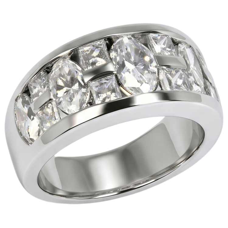 Bague de fiançailles pour homme taille marquise et princesse en or blanc 14K 5 ct