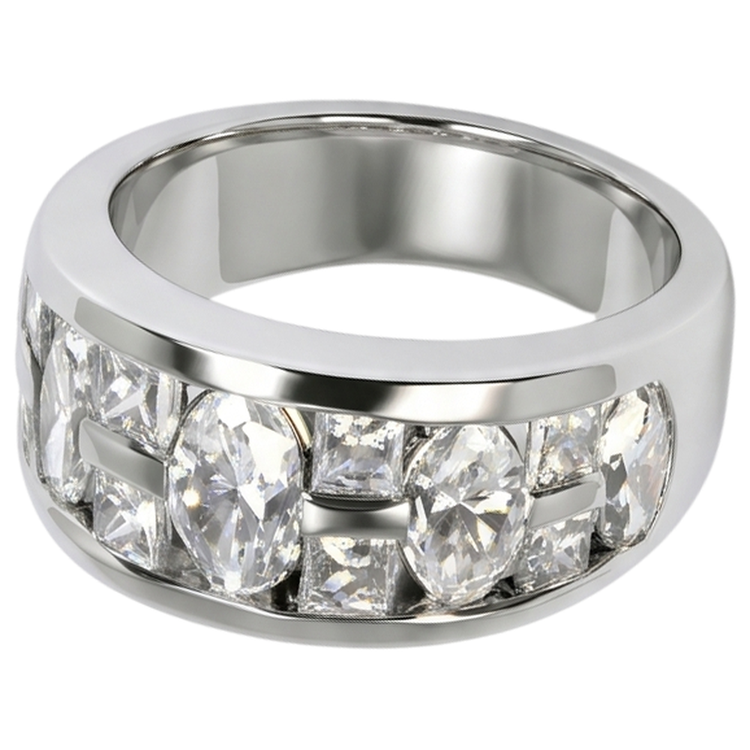 Bague de fiançailles pour homme taille marquise et princesse en or blanc 14K 5 ct