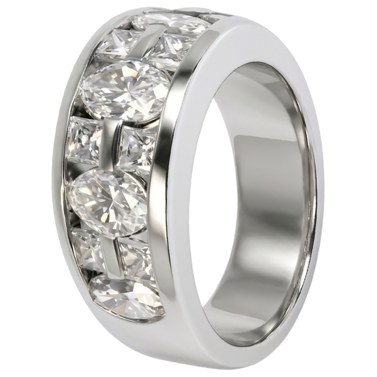 Bague de fiançailles pour homme taille marquise et princesse en or blanc 14K 5 ct