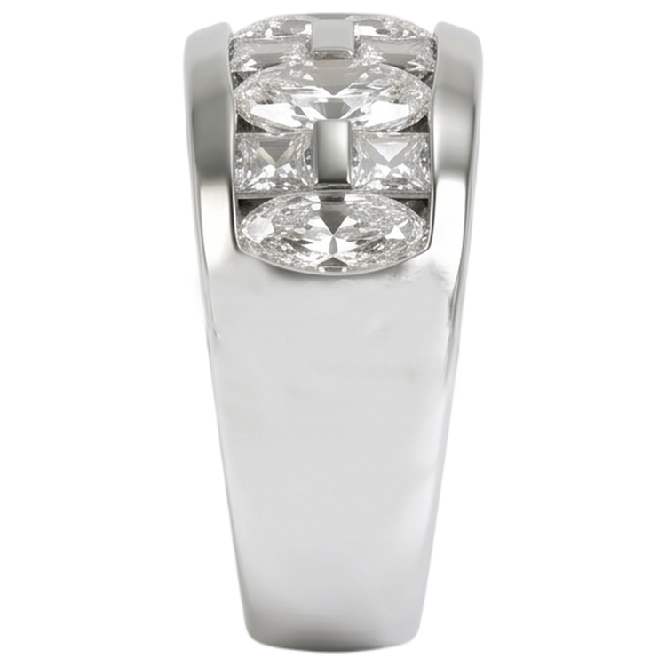 Bague de fiançailles pour homme taille marquise et princesse en or blanc 14K 5 ct