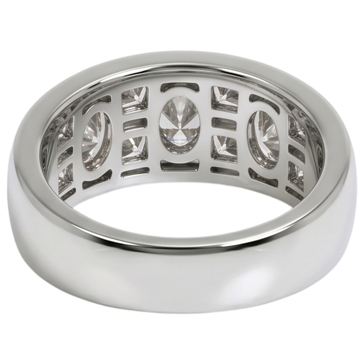 Bague de fiançailles pour homme taille marquise et princesse en or blanc 14K 5 ct