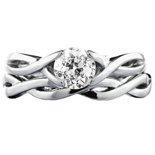Bague de fiançailles ronde Vieux mineur Réel Diamond 1 Carat Infinity Shank