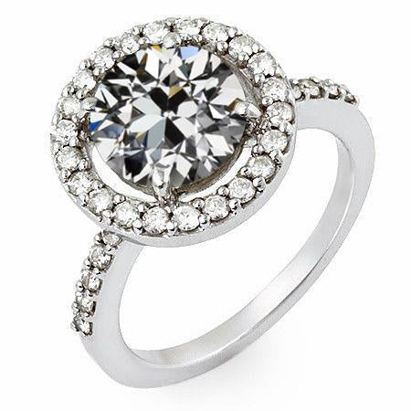 Bague de fiançailles ronde avec halo de Réel diamants taille ancienne mine 4.50 carats