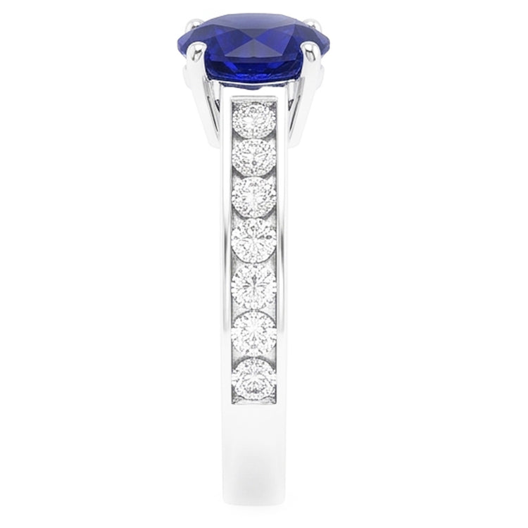 Bague de fiançailles ronde saphir naturel 2 carats serti de diamants