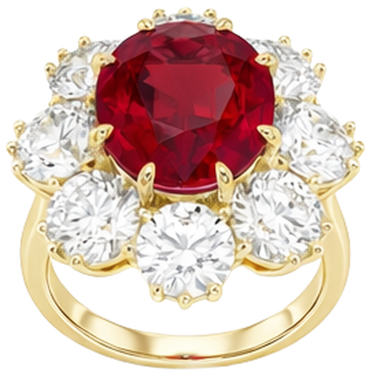 Bague de fiançailles rubis rouge avec diamants 3 carats or jaune 14 carats
