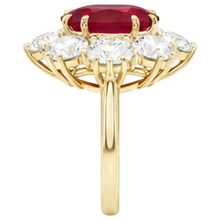 Bague de fiançailles rubis rouge avec diamants 3 carats or jaune 14 carats