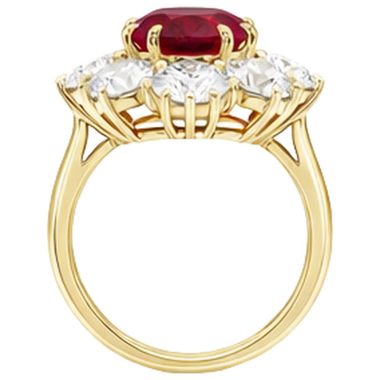 Bague de fiançailles rubis rouge avec diamants 3 carats or jaune 14 carats