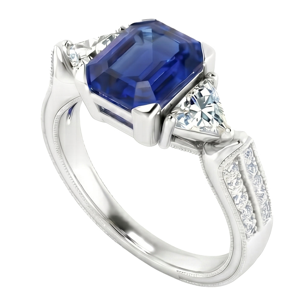 naturel round saphir 2.50carats bague angle de côté