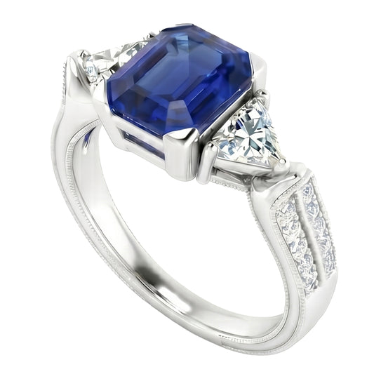 naturel round saphir 2.50carats bague angle de côté