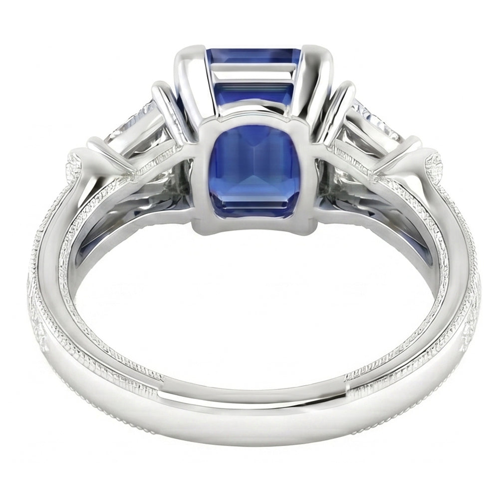 naturel round saphir 2.50carats bague vue de profil