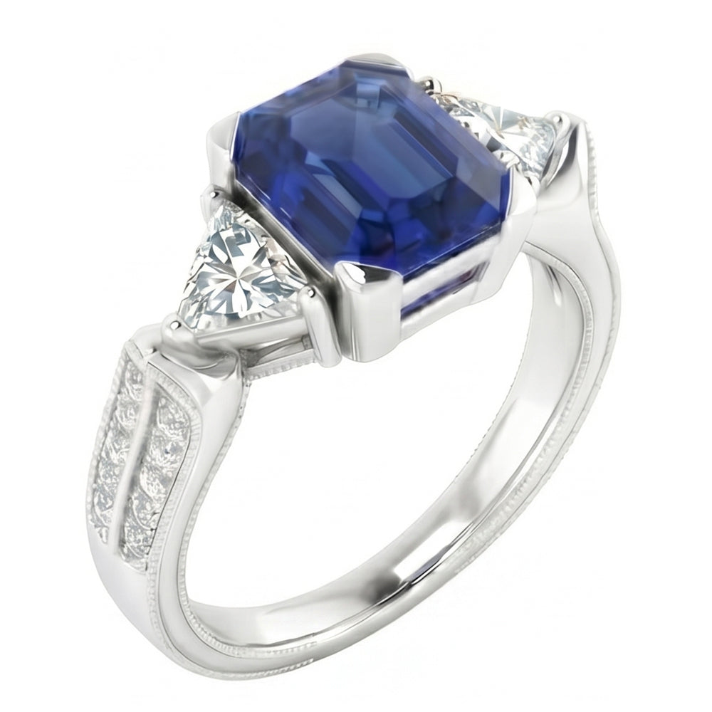 naturel round saphir 2.50carats bague vue de face