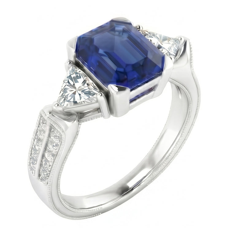 naturel round saphir 2.50carats bague vue de face