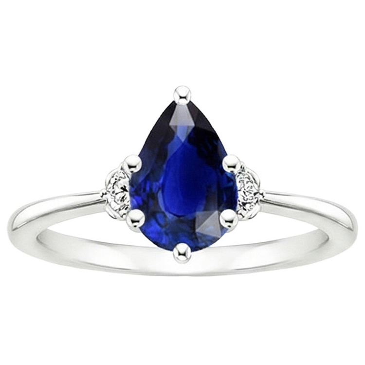 naturel pear diamant 3.50carats bague vue de profil