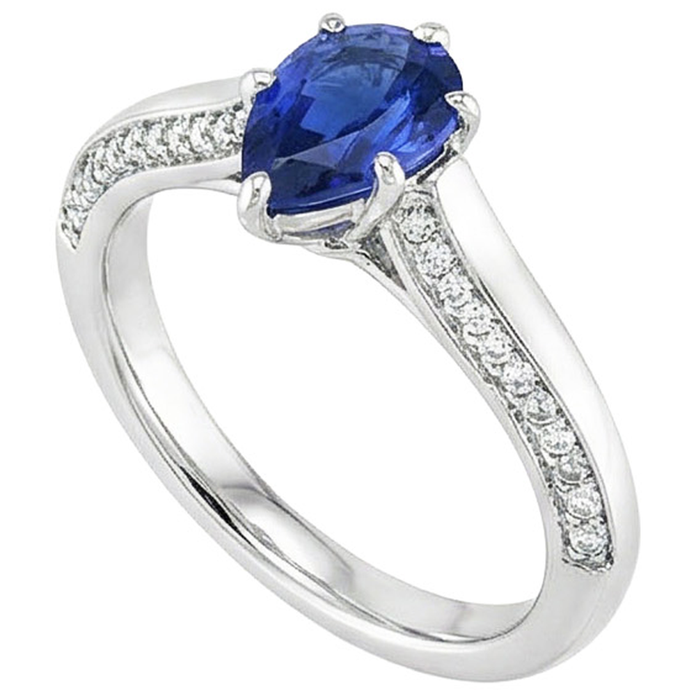naturel pear diamant 4.50carats bague angle de côté
