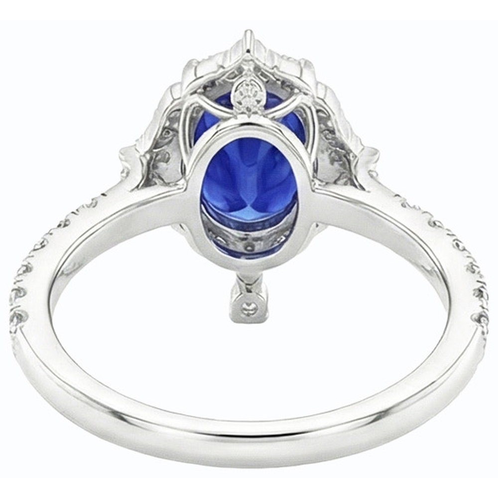 naturel oval saphir 5.50carats bague angle de côté