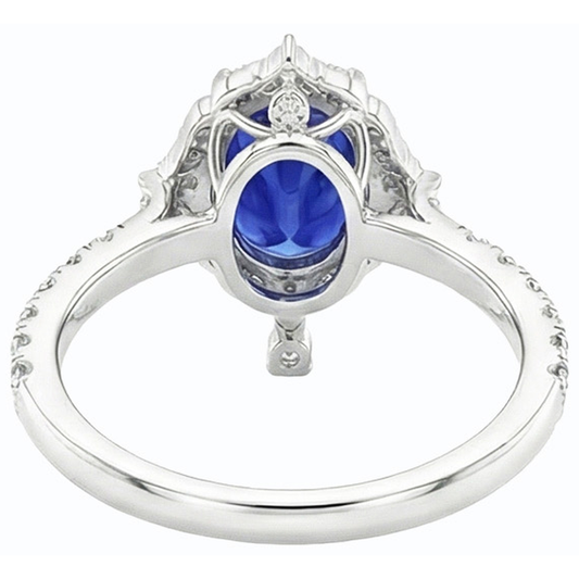 naturel oval saphir 5.50carats bague angle de côté