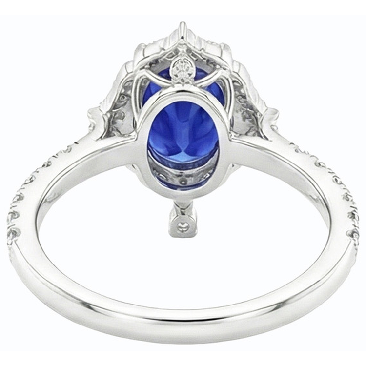 naturel oval saphir 5.50carats bague angle de côté