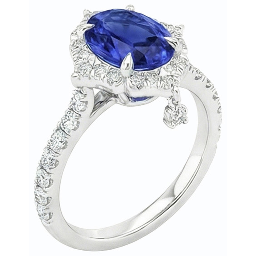 naturel oval saphir 5.50carats bague sur blanc