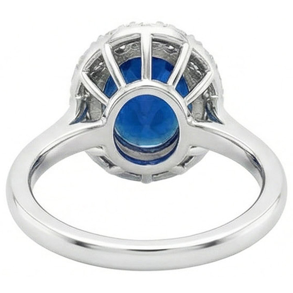 naturel oval diamant 3.40carats bague vue de profil