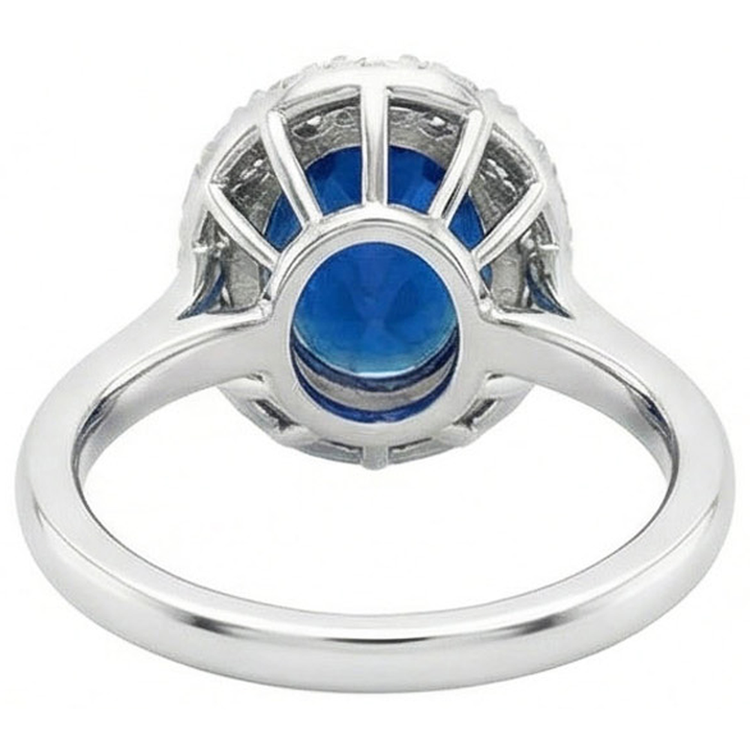 naturel oval diamant 3.40carats bague vue de profil