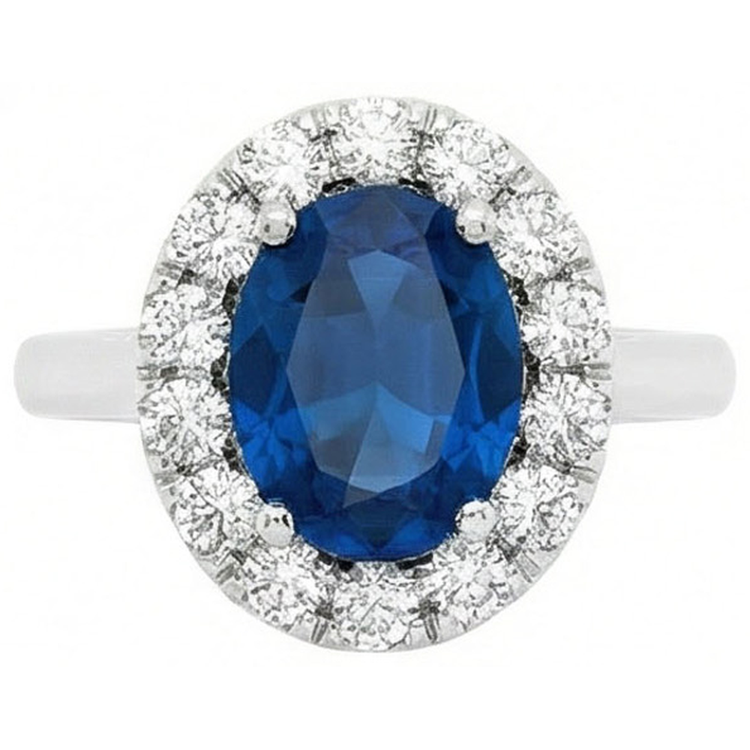 naturel oval diamant 3.40carats bague vue de face