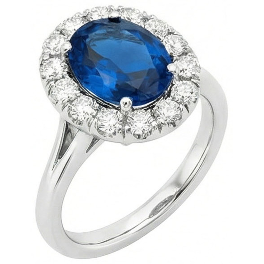 naturel oval diamant 3.40carats bague angle de côté