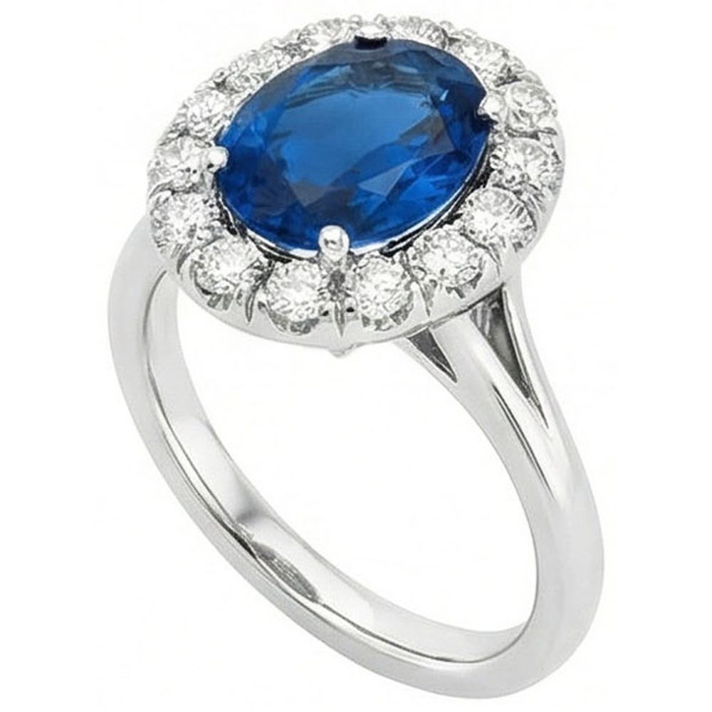 naturel oval diamant 3.40carats bague détail rapproché